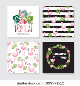 Floral posters set in a tropical style