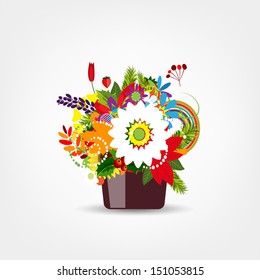 Floral pot isolated for your design