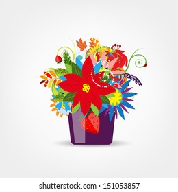 Floral pot isolated for your design