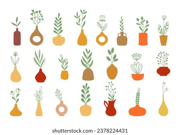 Floral Potted Illustration Element Set