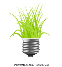 Floral power saving lamp. Isolated on white background. Vector illustration