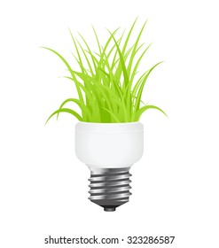 Floral power saving lamp. Isolated on white background. Vector illustration.