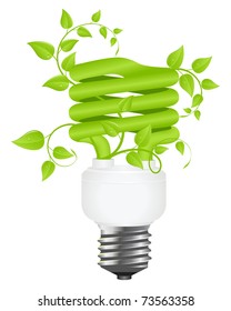 Floral power saving lamp. Isolated on white background. Vector illustration.