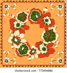 Floral print, can use be for shawl, decor, fabric. Vector illustration