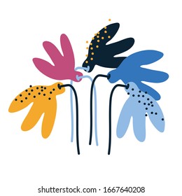 Floral print for clothing design, accessories, other design projects. Multicolored hand drawn Galanthus flowers isolated on white background