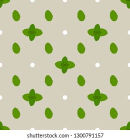 Floral print. Ecology mint seamless pattern design plant illustration.