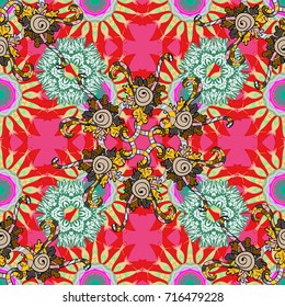 Floral print. Flowers on red, pink and neutral colors in watercolor style. Watercolor seamless pattern.