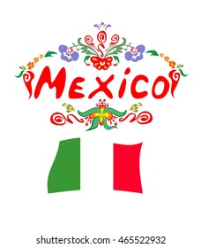 Floral print with Mexican flag