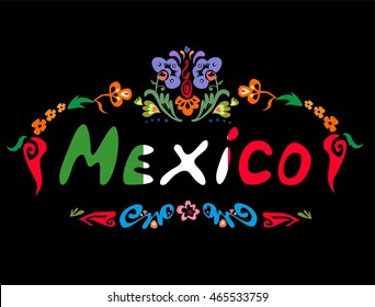 Floral print with Mexico lettering