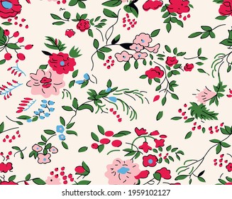 floral print on a pastel background. bright small flowers on a light background. vector floral seamless pattern