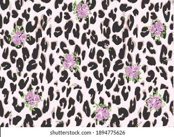 floral print over animal print in pink colors