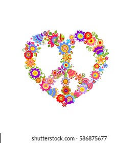 Floral print with peace symbol