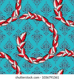 Floral Print. Repeating vector Flower Pattern. Modern Motley Floral seamless pattern in blue, gray and red colors.
