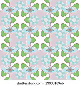 Floral Print. Repeating vector Flower Pattern. Modern Motley Floral seamless pattern in blue, gray and green colors.