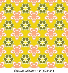 Floral Print. Repeating vector Flower Pattern. Modern Motley Floral seamless pattern in beige, yellow and green colors.