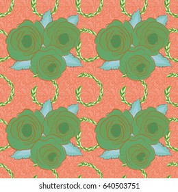 Floral Print. Repeating vector Flower Pattern. Modern Motley Floral seamless pattern in green, yellow and orange colors.