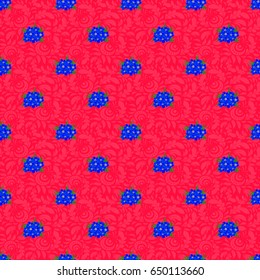 Floral print. Repeating vector primrose flowers pattern. Modern motley floral seamless pattern on a red background.