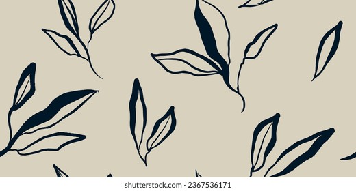 Floral print. Seamless pattern. Hand drawn style. Collage contemporary print. Fashionable template for design.