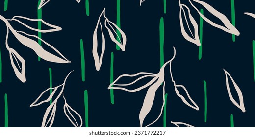 Floral print. Seamless pattern. Hand drawn style. Collage contemporary print. Fashionable template for design.