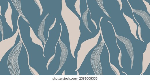 Floral print. Seamless pattern. Hand drawn style. Collage contemporary print. Fashionable template for design.

