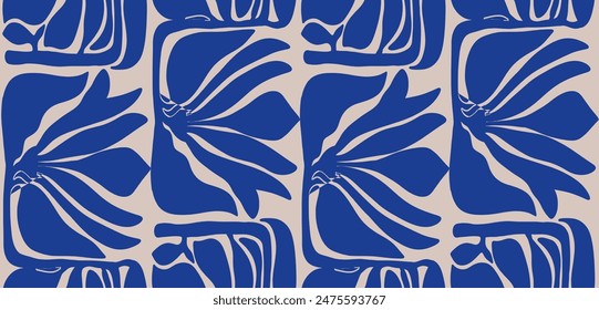 Floral print. Seamless pattern. Hand drawn style. Collage contemporary print. Fashionable template for design
