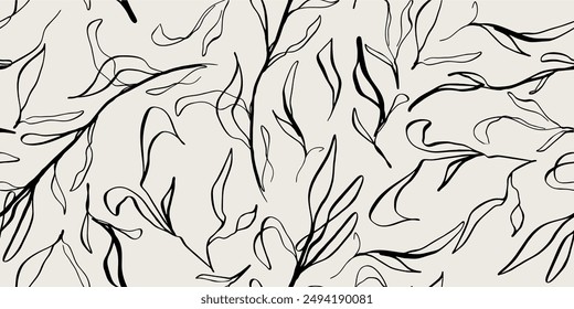 Floral print. Seamless pattern. Hand drawn style. Collage contemporary print. Fashionable template for design
