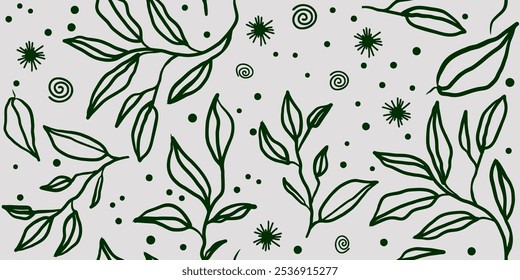 Floral print. Seamless pattern. Hand drawn style. Collage contemporary print. Fashionable template for design