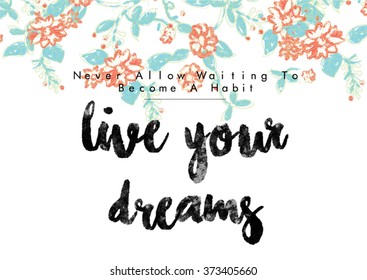 Floral print with slogan in vector