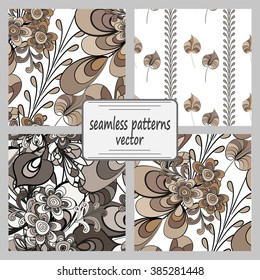 Floral print. Vector seamless floral pattern. To decorate paper, fabric or wallpaper in retro style. A set of 4 patterns,