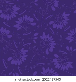 Floral print. Vector vintage illustration flowers, leaves, frame, pattern for background, background. Modern seamless pattern. Fashionable template for design or wedding invitations
