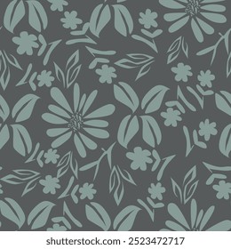 Floral print. Vector vintage illustration flowers, leaves, frame, pattern for background, background. Modern seamless pattern. Fashionable template for design or wedding invitations