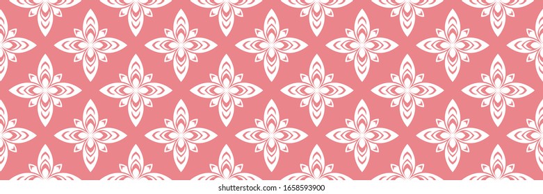  Impresión floral. Patrón transparente blanco sobre fondo rosa. Ilustración del vector