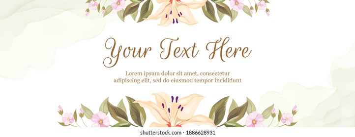 Floral Printable Banner Background Decoration with Lily and Roses Vector. 