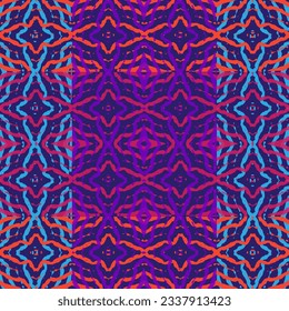 Floral psychedelic hippie seamless pattern.   Patchwork tiles. Hand drawn seamless abstract pattern from tiles.