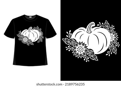 Floral Pumpkin Halloween Floral Decor Tshirt Good For Clothes, Greeting Card, Poster, And Mug Design.