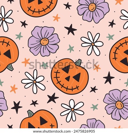 Floral Pumpkin Pattern Halloween Pumpkin Background