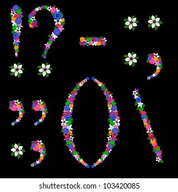 Floral punctuation marks for using in web and print design. Vector illustration.