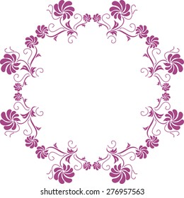 Floral purple circular element. Vector