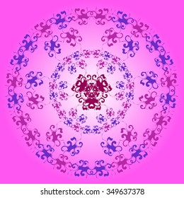 Floral purple pattern on pink background