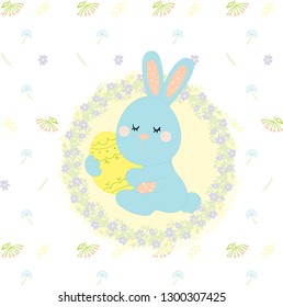 Floral rabbit Happy easter