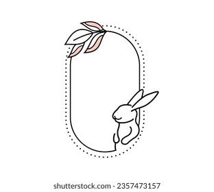 floral rabbit logo design vector