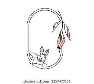 vector de diseño de logotipo de conejo floral