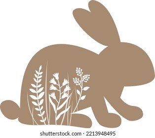 Floral rabbit pictogram isolated vector illustration for design