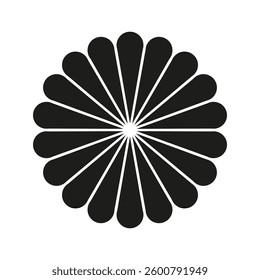Floral radial icon. Abstract petal vector. Geometric blossom shape. Symmetrical decorative design.