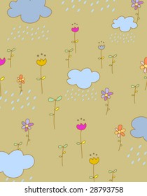 Floral and rain drops background