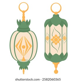 Floral Ramadan Lantern, Botanical Lantern Graphics for Ramadan Projects