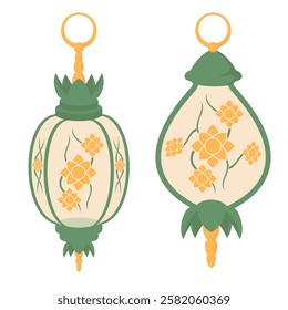 Floral Ramadan Lantern, Botanical Lantern Graphics for Ramadan Projects