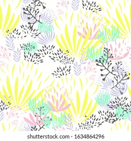 floral random seamless pattern, illustration art, hand drawn style