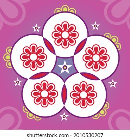 Floral Rangoli Design vector with background