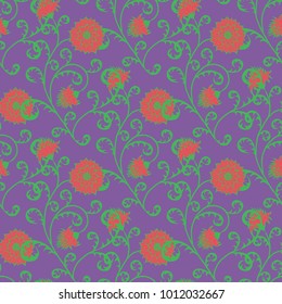 Floral Rapport for Wallpaper or Fabric. Seamless Pattern in Vintage Style with Big Flowers of Michaelmas Daisy or Aster. Natural Ornament in Retro Faded Colors